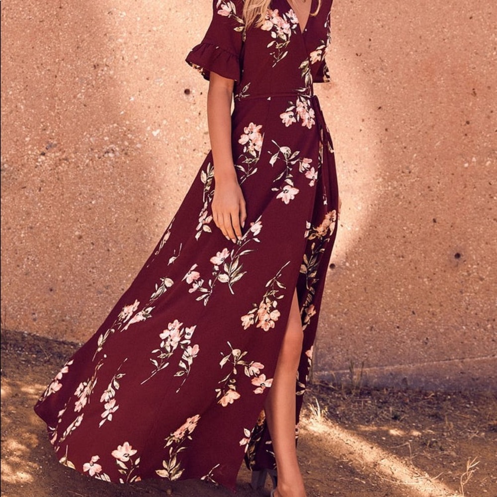 Burgundy Floral Maxi Dress